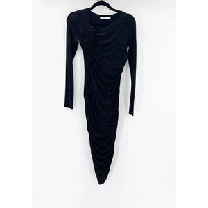 Bailey 44‎ Women's Black Long Sleeve Ruched Midi Dress Size XS